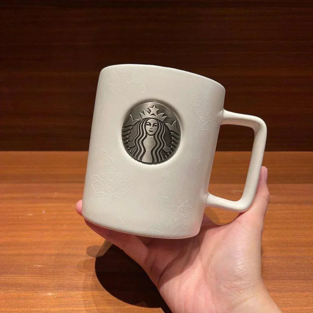 473ml/16oz Coffee Making Starbucks Silver Logo Ceramic Mug  (Starbucks Wizard Bear 2022 Collection) 