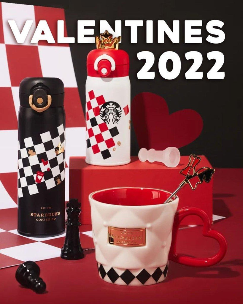 Starbucks China 2022 Valentine's Day checkerboard straw cup