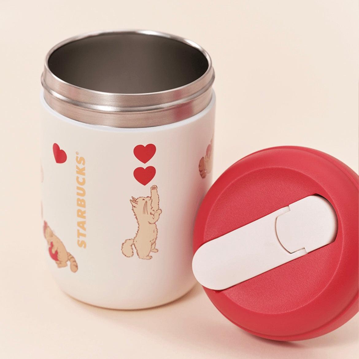 Starbucks 345ml/12oz Stainless Steel Straw Cup with Kitten Sleeve