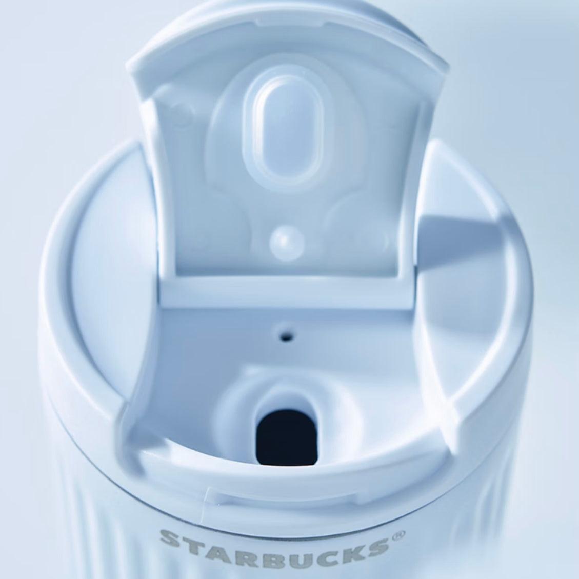 Starbucks 473ml/16oz Gradient Light Blue Double-Lid Stainless Steel Straw Cup