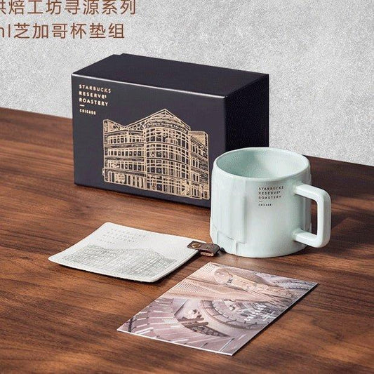 237ml/8oz Starbucks Chicago Ceramic Cup with Coaster Gift Box - Ann Ann Starbucks