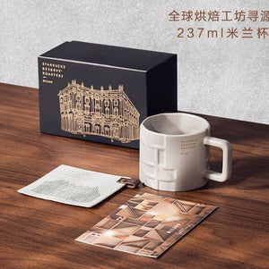 237ml/8oz Starbucks Milan Ceramic Cup with Coaster Gift Box - Ann Ann Starbucks