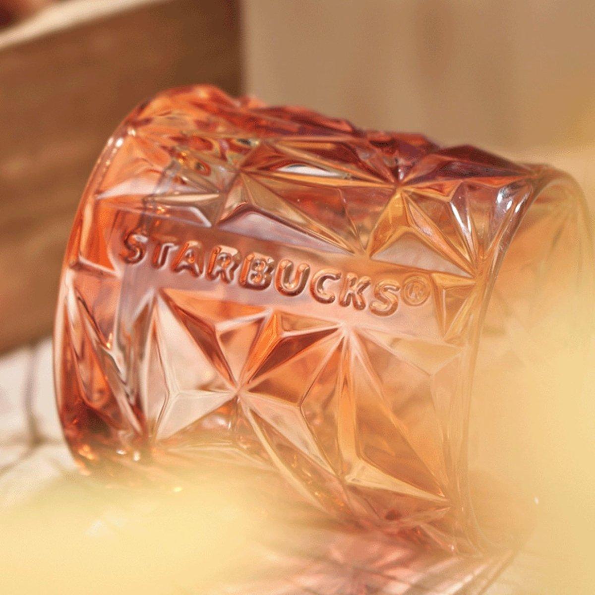300ml/10oz Golden Autumn Gradient Dimensional-Cut Glass Cup (Starbucks Autumn Forest 2022) - Ann Ann Starbucks