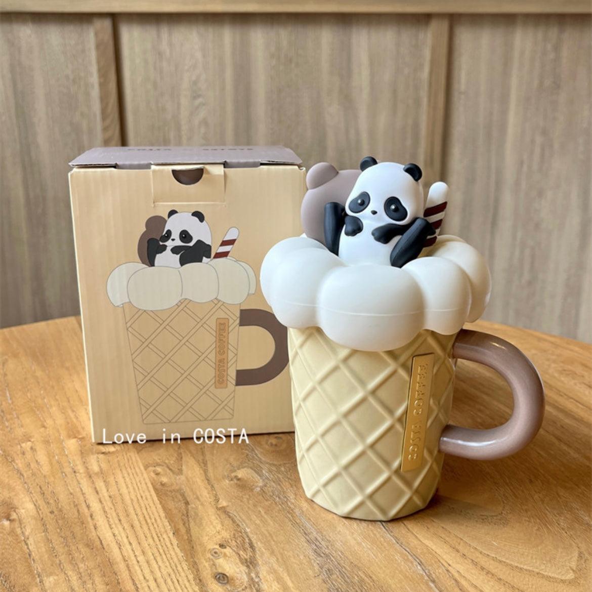 385ml/13oz Fat Panda Cup Lid with Ceramic Mug - Ann Ann Starbucks
