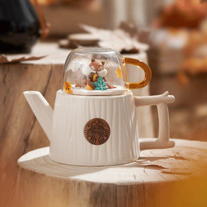 400ml/14oz Warm Autumn Squirrel Cup and Teapot Set (Starbucks Autumn Forest 2022) - Ann Ann Starbucks