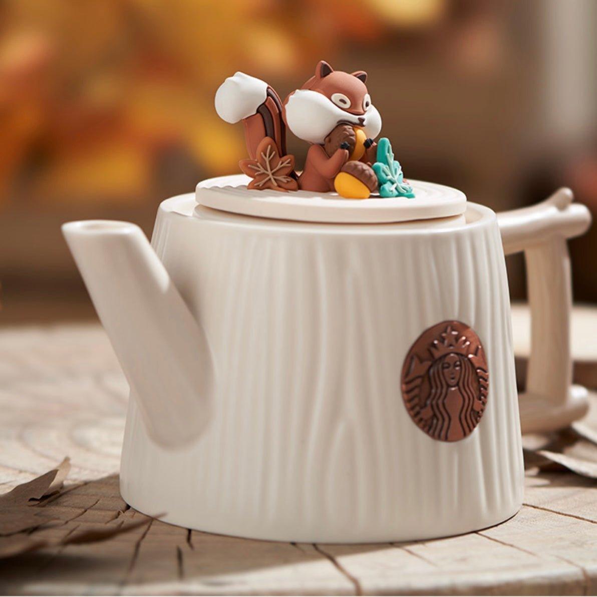 400ml/14oz Warm Autumn Squirrel Cup and Teapot Set (Starbucks Autumn Forest 2022) - Ann Ann Starbucks