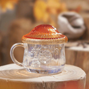 410ml/19oz Forest Pine Shaped Glass with Mushroom Lid (Starbucks Autumn Forest 2022) - Ann Ann Starbucks