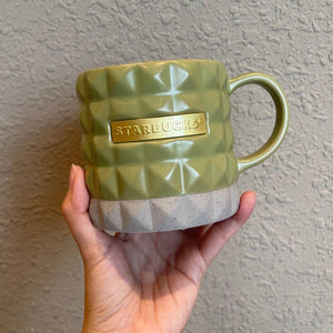 414ml/14oz Diamond Green Matte Geometric Cut Mug  (Starbucks Marble Series 2022 Collection) - Ann Ann Starbucks