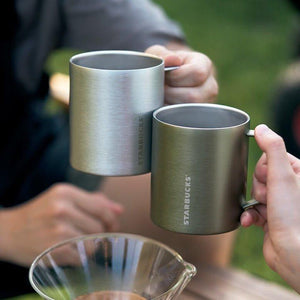 414ml/14oz Starbucks Stainless Steel Green Grey Outdoor Camping Cup - Ann Ann Starbucks
