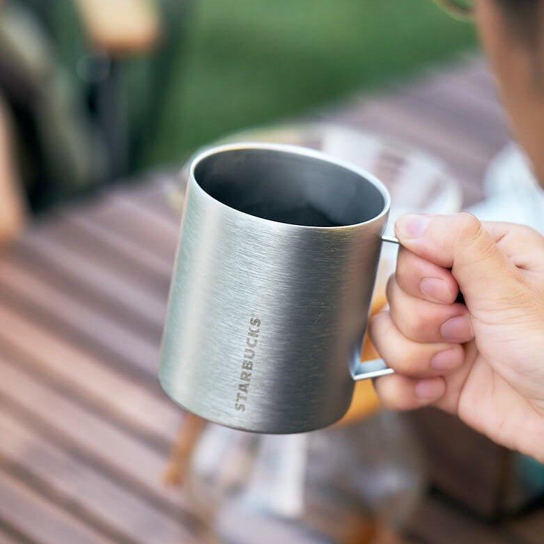 414ml/14oz Starbucks Stainless Steel Silver Grey Outdoor Camping Cup - Ann Ann Starbucks