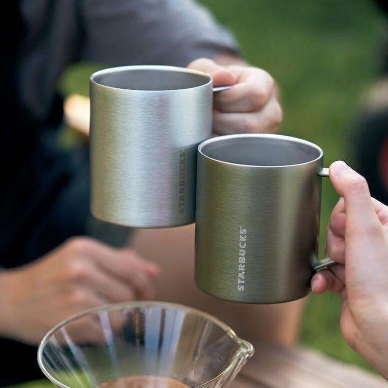 414ml/14oz Starbucks Stainless Steel Silver Grey Outdoor Camping Cup - Ann Ann Starbucks
