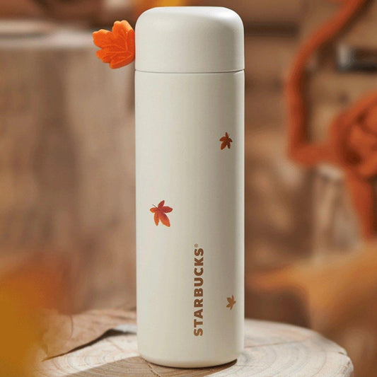 435ml/15oz Warm Autumn Stainless Steel Thermos Bottle with Maple Leave - Ann Ann Starbucks