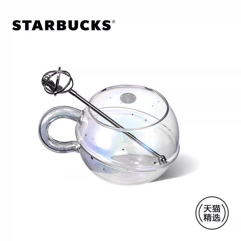 450ml/15,2oz Starbucks China Astronaut Glass Cup with Bear Astronaut Stirrer - Ann Ann Starbucks