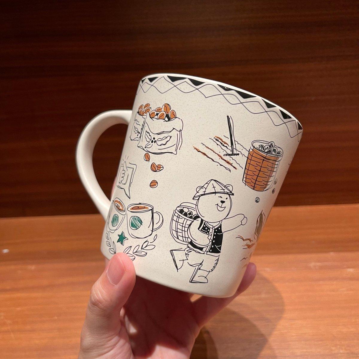473ml/16oz Coffee Making Doodle Ceramic Mug (Starbucks Wizard Bear 2022 Collection) - Ann Ann Starbucks