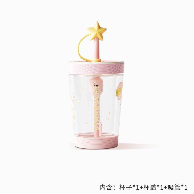 520ml/18oz Pink HotAir Balloon Plastic Contigo Cup with Star topper - Ann Ann Starbucks