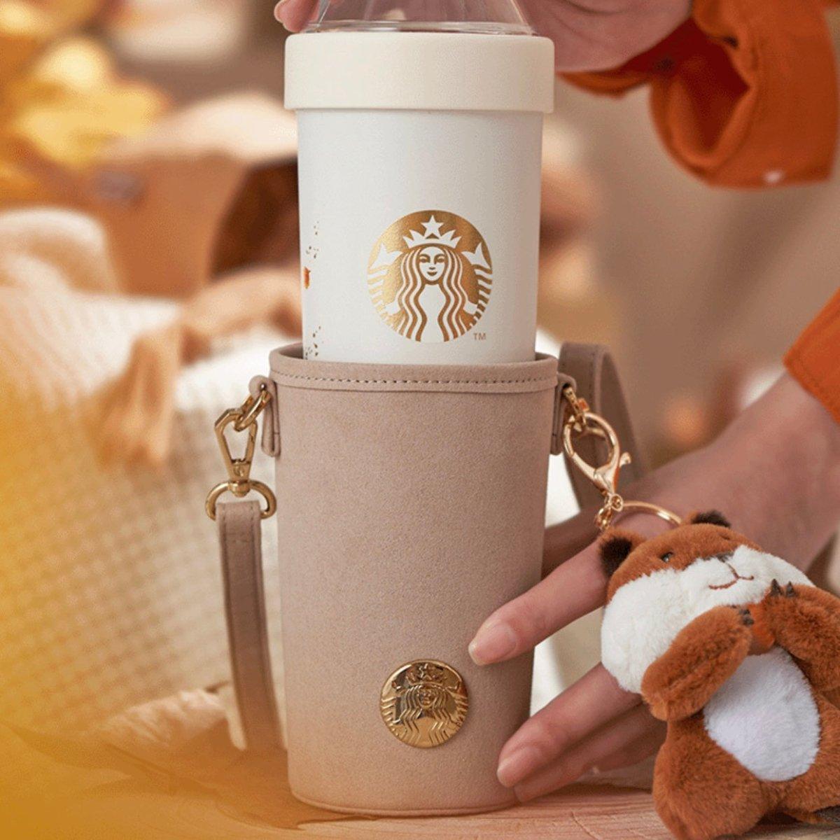 590ml/20oz Warm Autumn Novel Style Stainless Steel Cup with Starbucks Logo Bottle Holder - Ann Ann Starbucks