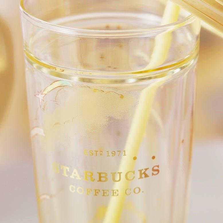 591ml/20oz Yellow Fantasy Carousel Glass Cup with Straw - Ann Ann Starbucks