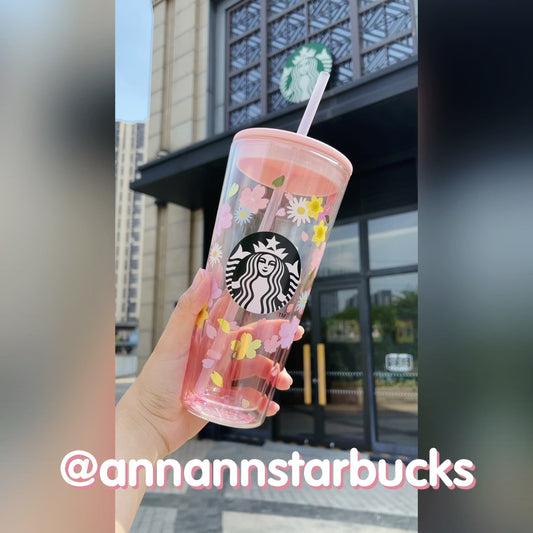 Starbucks Sakura Double Glass Tumbler with Straw