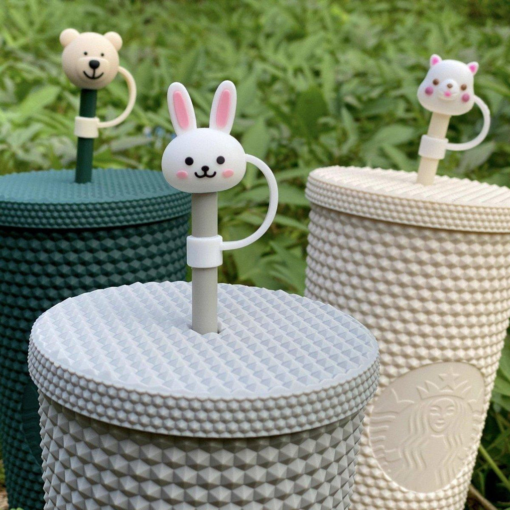 Bunny Bear and Alpaca Straw Toppers set of 3 for Tumbler, Straw Cup – Starbucks Accessories - Ann Ann Starbucks