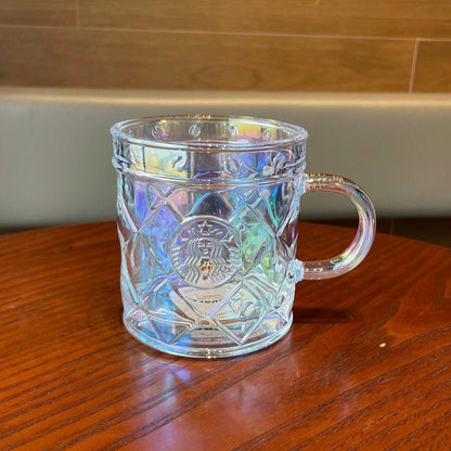 Checkered Iridescent Glass Mug 350ml/11,83oz - Ann Ann Starbucks