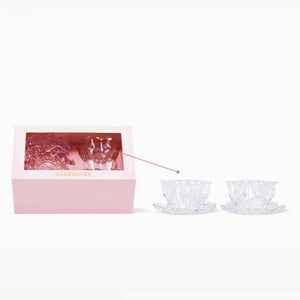 Cherry Blossom Sakura Shaped Glass Bowl and Plate Set - Ann Ann Starbucks