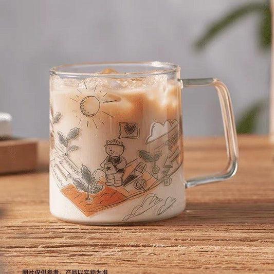 Coffee Shop 473ml/16oz Transparent Glass Cup (Starbucks Wizard Bear 2022 Collection)  - Ann Ann Starbucks