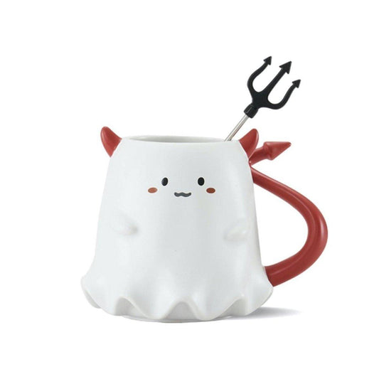 Halloween Devil Ceramic Mug with Fork Stirrer (Starbucks China Halloween 2021 Edition) - Ann Ann Starbucks