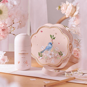 Pink Cherry Blossom Sakura Stainless Tumbler and Embroidered Bag 220ml/7.44oz - Ann Ann Starbucks
