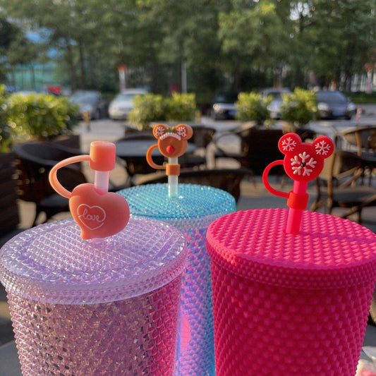 Pink Heart and Mickey Shaped Straw Toppers set of 3 for Tumbler, Straw Cup – Starbucks Accessories - Ann Ann Starbucks
