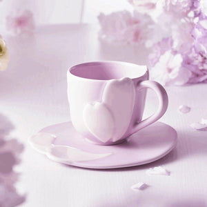 Purple Sakura Petals Ceramic Mug and Plate 237ml/8,01oz - Ann Ann Starbucks