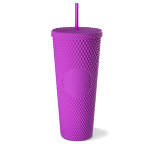 Purple Soft Touch Bling Studded Cold Cup (24oz) - Ann Ann Starbucks