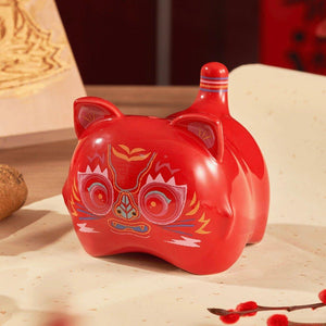 Red Tiger Ceramic Coin “Piggy” Bank Money Jar - Ann Ann Starbucks