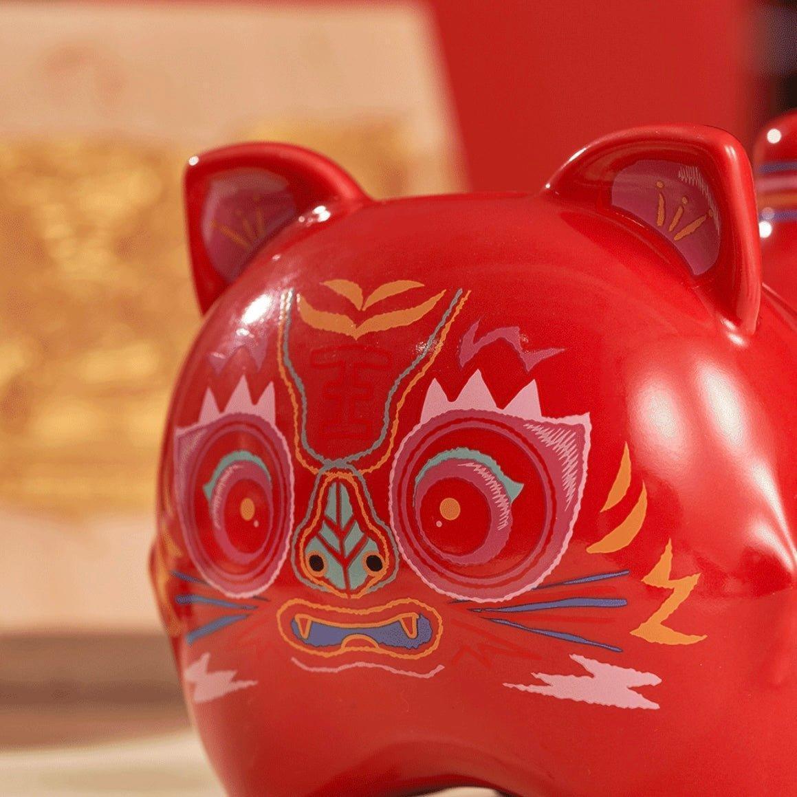 Red Tiger Ceramic Coin “Piggy” Bank Money Jar - Ann Ann Starbucks