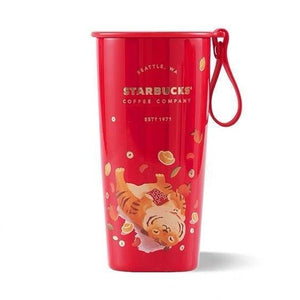 Red Tiger Stainless Steel Cup with Strap 473ml/15.99oz - Ann Ann Starbucks