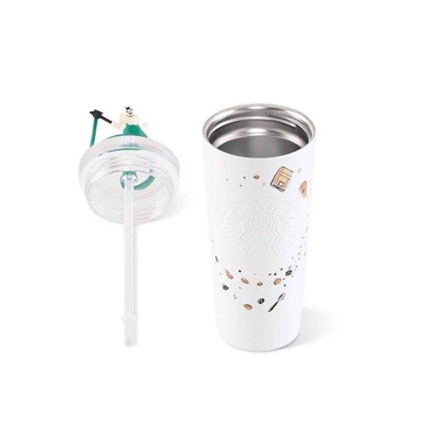 Stainless Steel 473ml/16oz Cup with Wizard Bear Topper Straw (Starbucks Wizard Bear 2022 Collection) - Ann Ann Starbucks