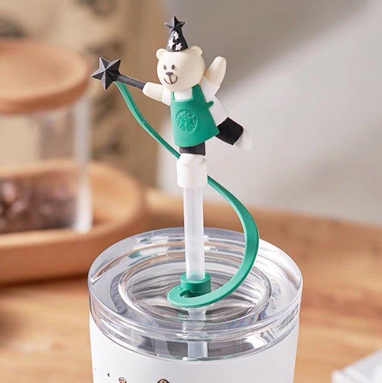 Stainless Steel 473ml/16oz Cup with Wizard Bear Topper Straw (Starbucks Wizard Bear 2022 Collection) - Ann Ann Starbucks