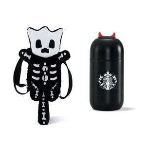 Stainless Steel Tumbler and Glow in the Dark Cat Skeleton Bag (Starbucks China Halloween 2021 Edition) - Ann Ann Starbucks