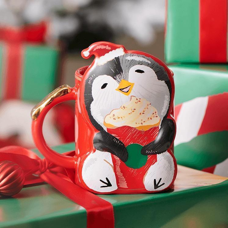 Starbucks 12oz Smiling Penguin Ceramic Mug (Starbucks China Christmas 2021) - Ann Ann Starbucks