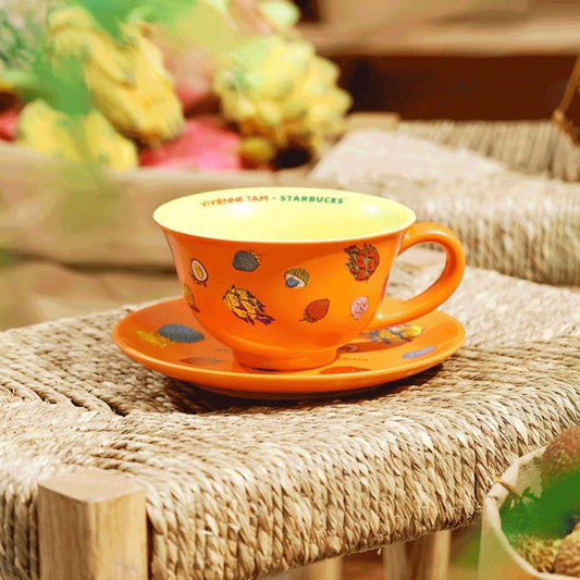 Starbucks 180ml/6oz Fruit Patterns Ceramic Cup and Saucer - Ann Ann Starbucks