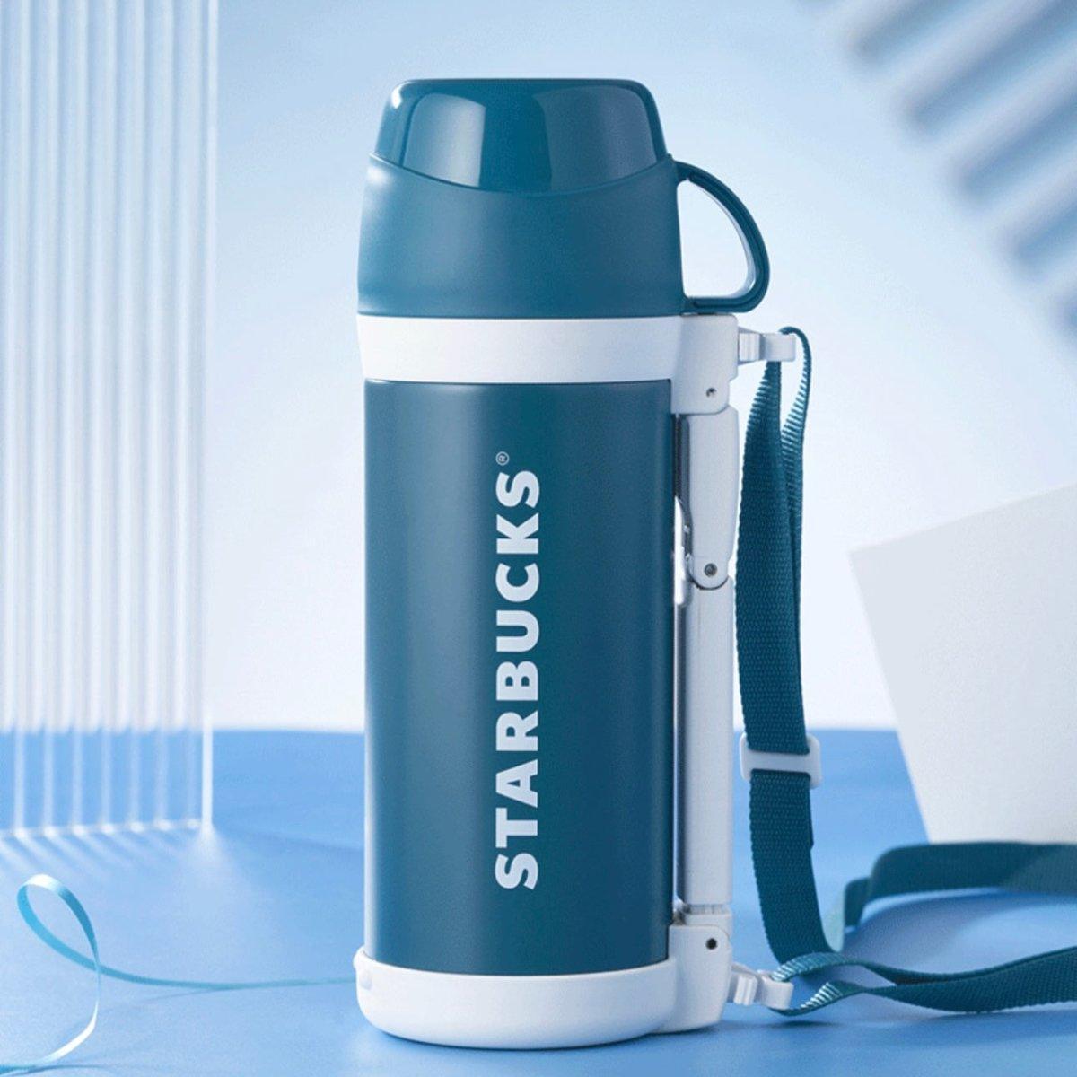 Starbucks 1L/34oz Blue Magician Classic Thermos with Cup and Strap - Ann Ann Starbucks