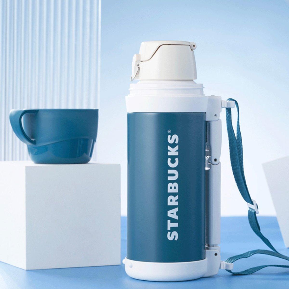 Starbucks 1L/34oz Blue Magician Classic Thermos with Cup and Strap - Ann Ann Starbucks