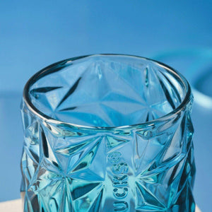 Starbucks 300ml/10oz Gradient Blue Geometric Cut Glass Cup - Ann Ann Starbucks
