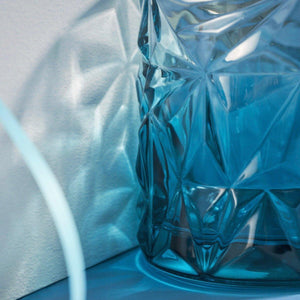Starbucks 300ml/10oz Gradient Blue Geometric Cut Glass Cup - Ann Ann Starbucks