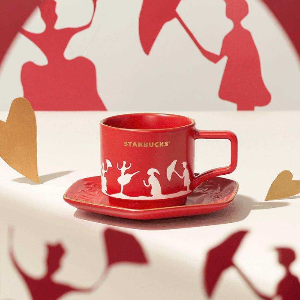 Starbucks 355ml/12oz Ballerina Paper Cut Ceramic Cup with Saucer - Ann Ann Starbucks