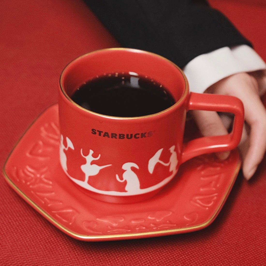 Starbucks 355ml/12oz Ballerina Paper Cut Ceramic Cup with Saucer - Ann Ann Starbucks