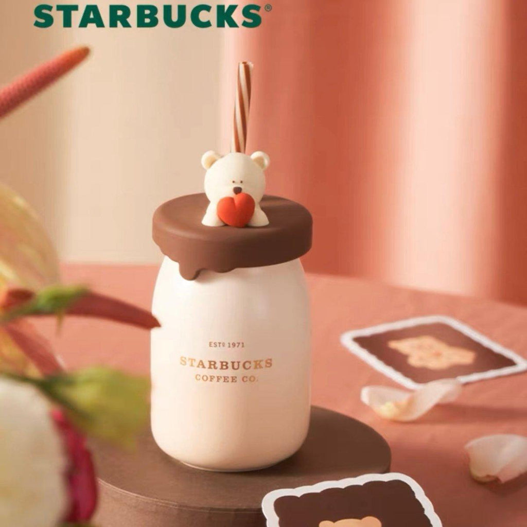 Starbucks 355ml/12oz Lovely Bear Ceramic Straw Cup - Ann Ann Starbucks