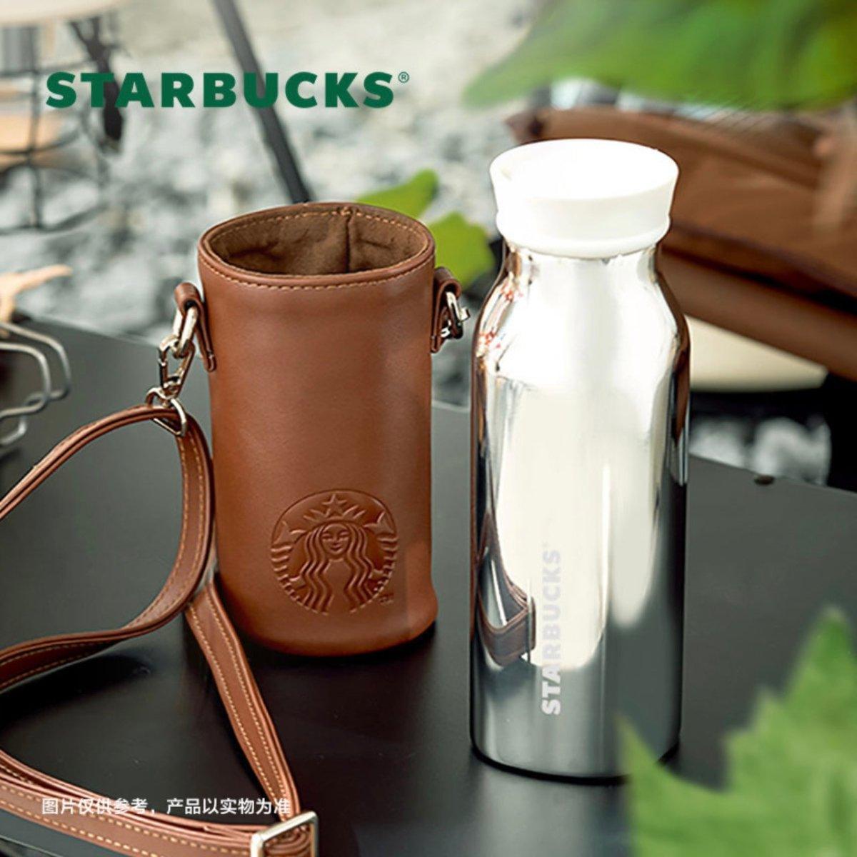 Starbucks 355ml/12oz Stainless Steel Thermos Bottle with Leather Sleeve - Ann Ann Starbucks