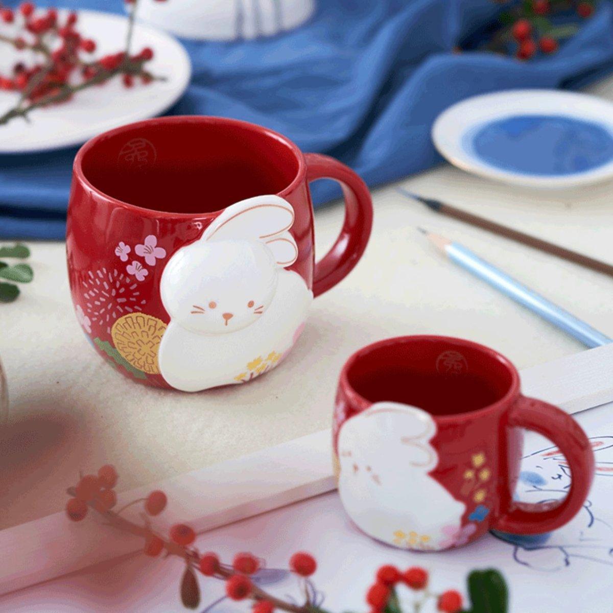 Starbucks 355ml/12oz Year of Rabbit Set of 2 Ceramic Mugs - Ann Ann Starbucks
