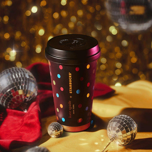 Starbucks 370ml/13oz Polka Dots Stainless Steel Travelling Cup with Sleeve - Ann Ann Starbucks