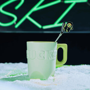 Starbucks 380ml/13oz Semicircular Ceramic Cup with Gingerbread Man Skier Stirrer - Ann Ann Starbucks